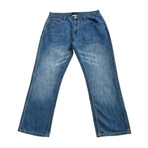 Paco Denim Men's 36 x 30 Straight Leg Jeans Contrast Stitch Blue